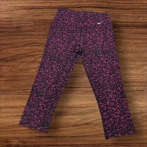Nike Dri-FIT Capri Leggings Purple Print Athletic Activewear Cropped Small‎